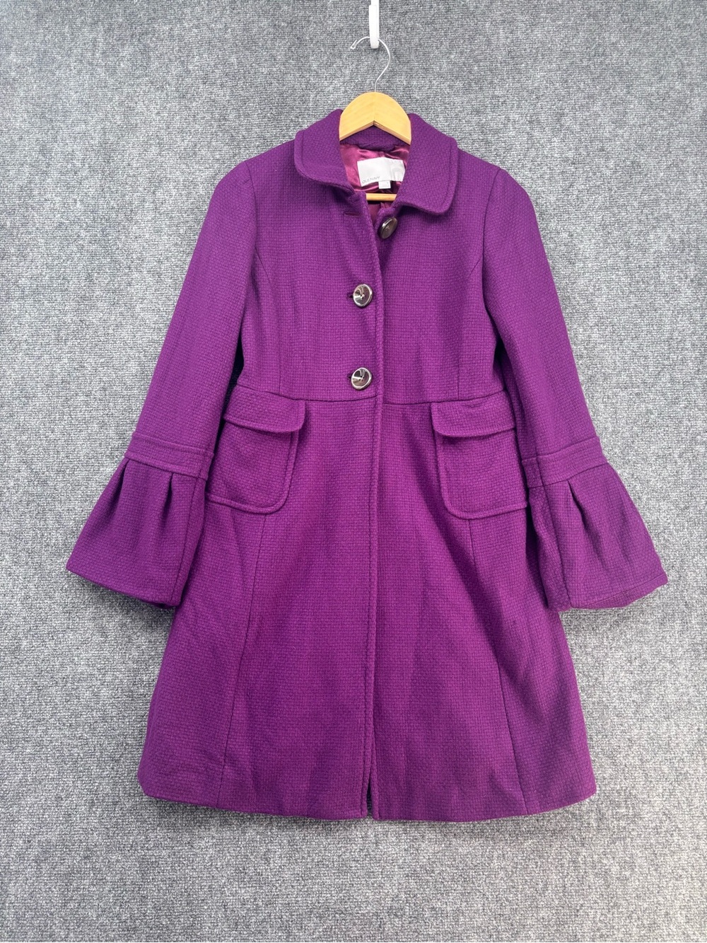 Old Navy Purple Wool Blend Pea Coat Bell Sleeve Women’s S Preppy Academia